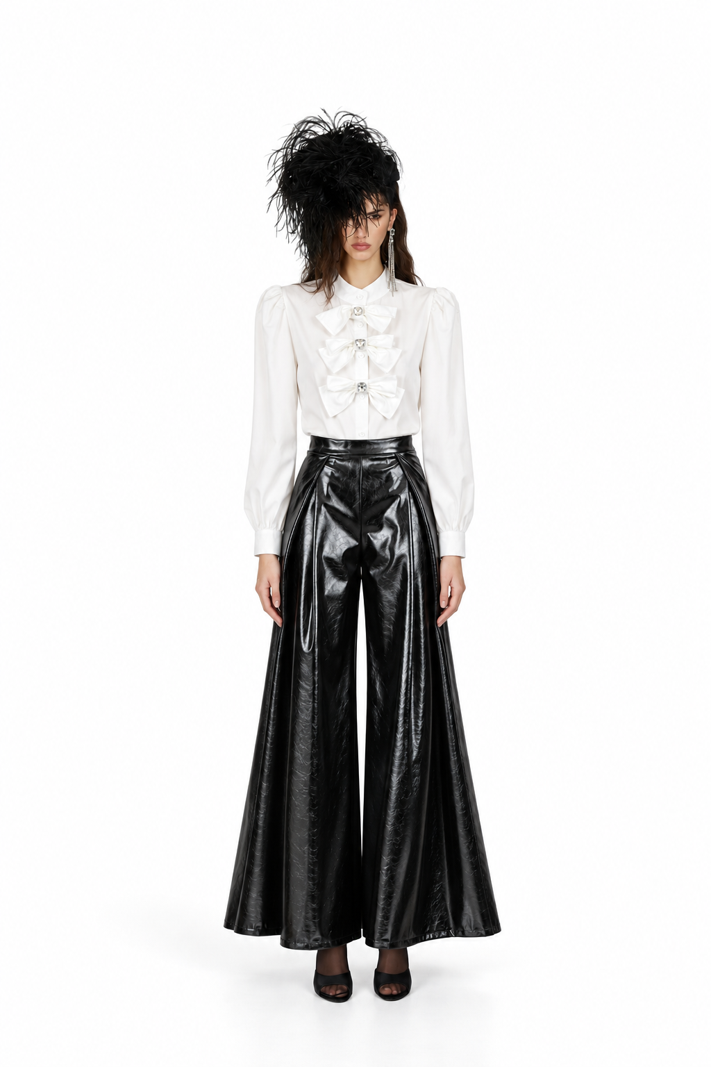 Lorton Faux Leather Wide-Leg Trousers