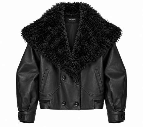 Oui, Odile Nora black cropped statement jacket – alternate view