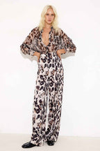 Satin Leopard Print Trousers