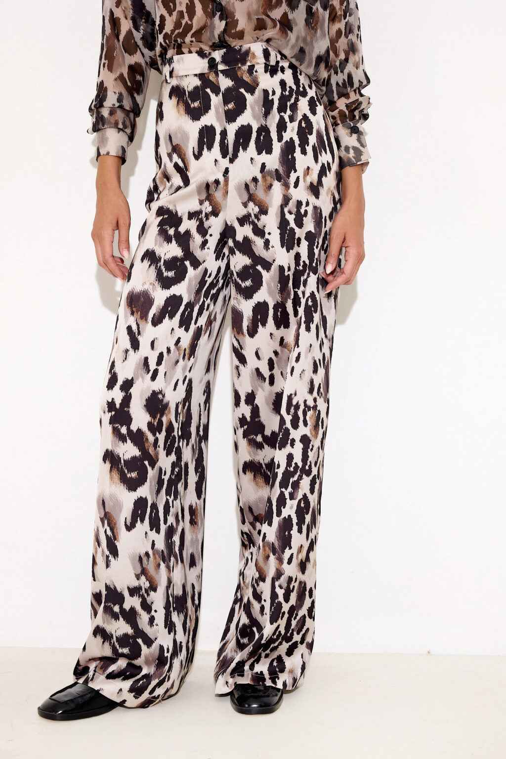Satin Leopard Print Trousers