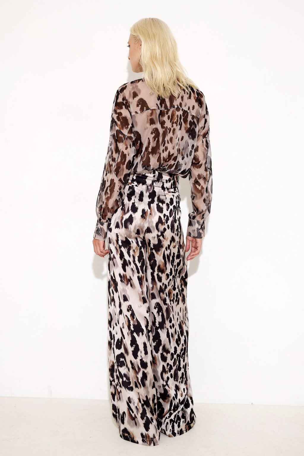Satin Leopard Print Trousers