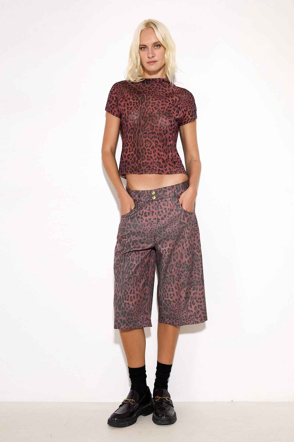 Mesh Leopard Print Top