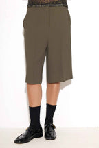 Reba Crepe Long Shorts - Khaki