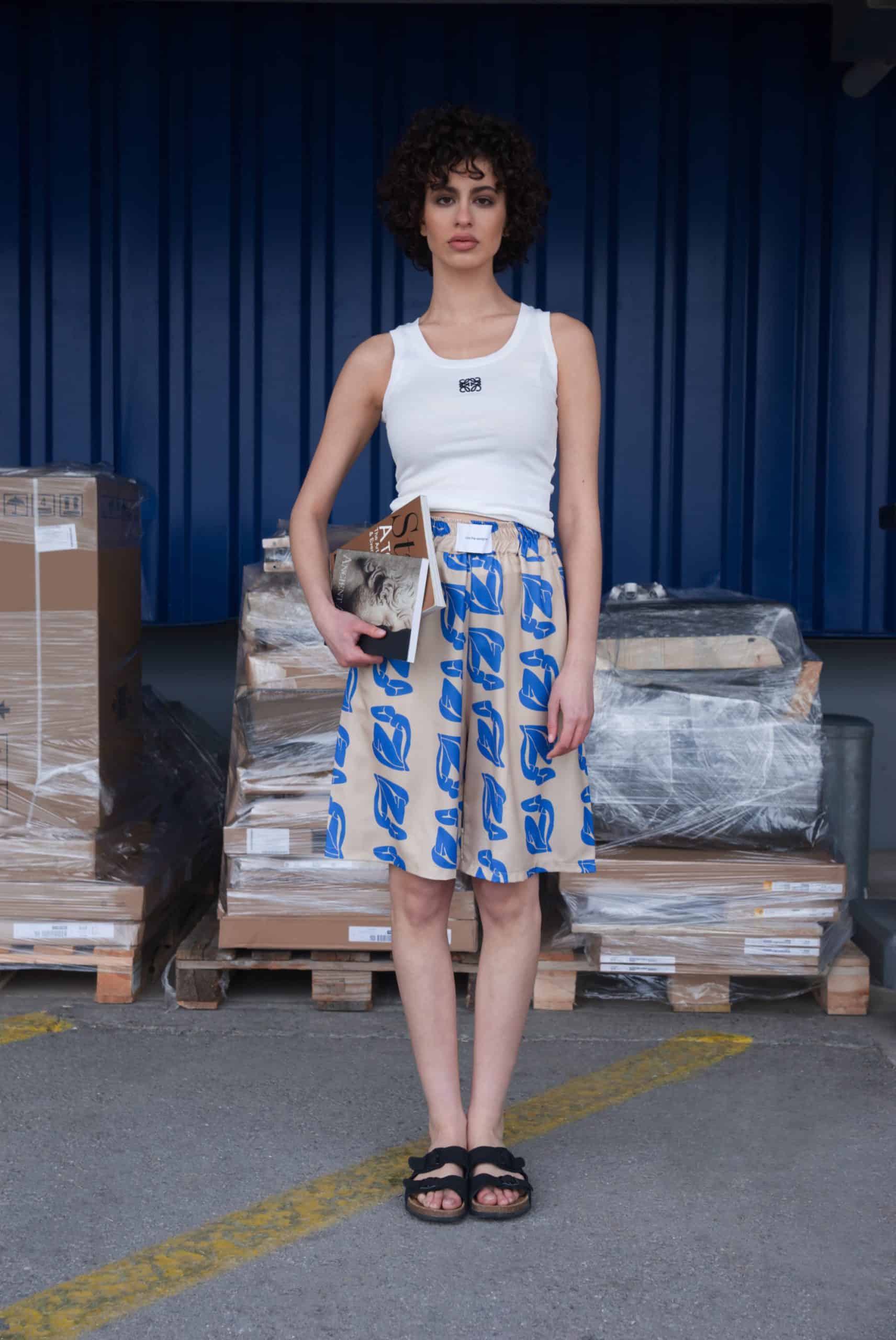 Βερμούδα diagonal fabric print art - Andreakou Concept Store