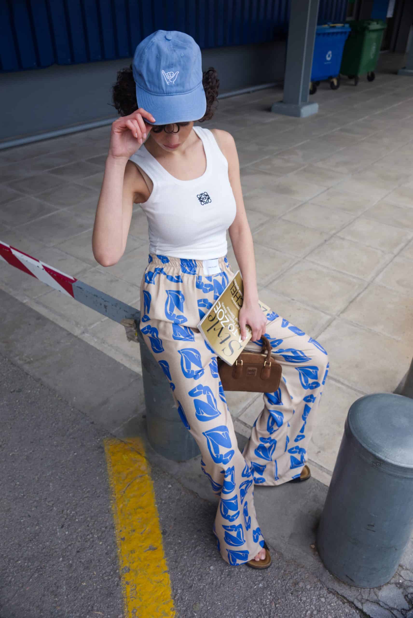 Παντελόνα diagonal fabric print art - Andreakou Concept Store
