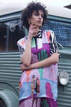 Πουκαμίσα σατέν print ladies - Andreakou Concept Store