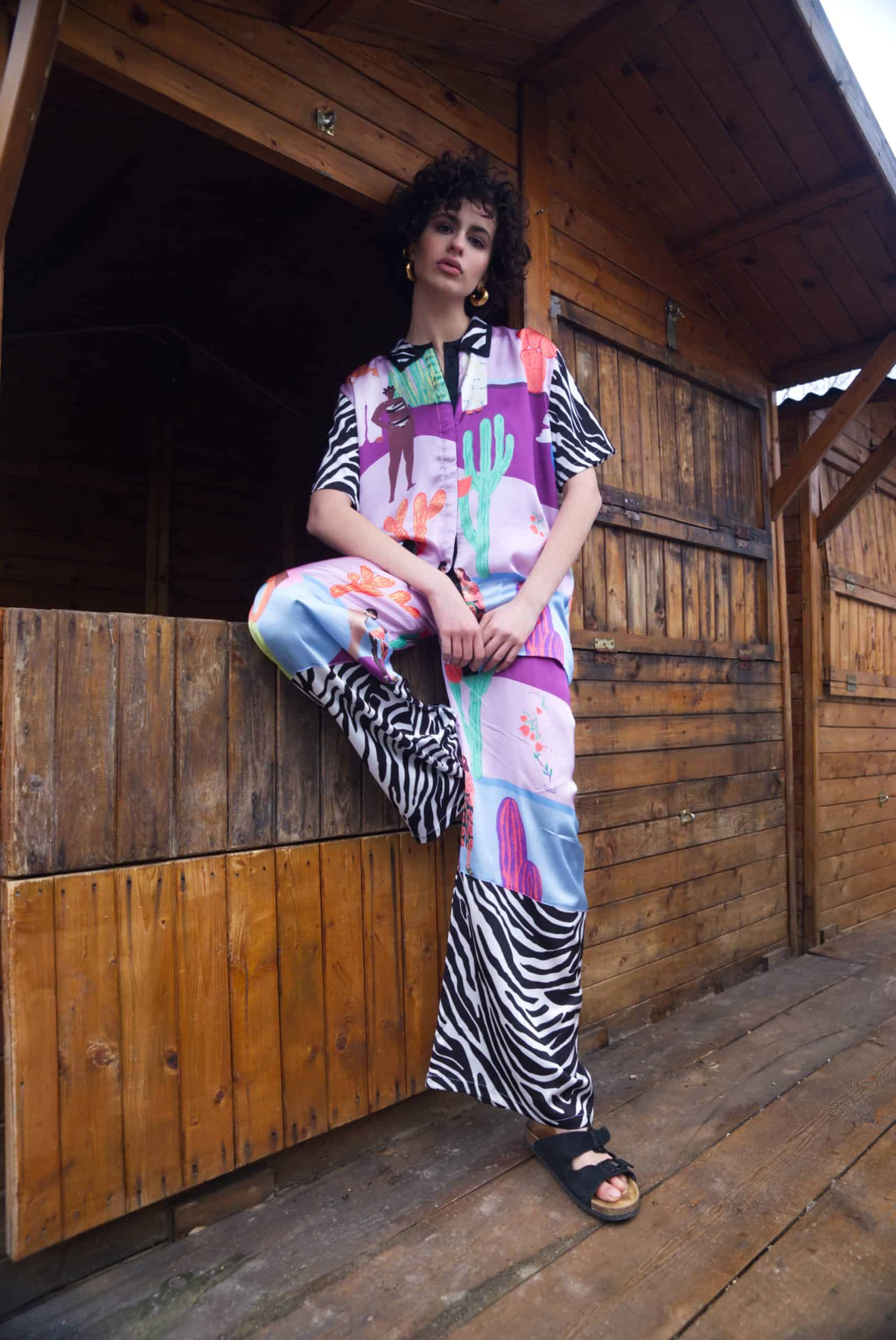 Παντελόνα σατέν print ladies - Andreakou Concept Store