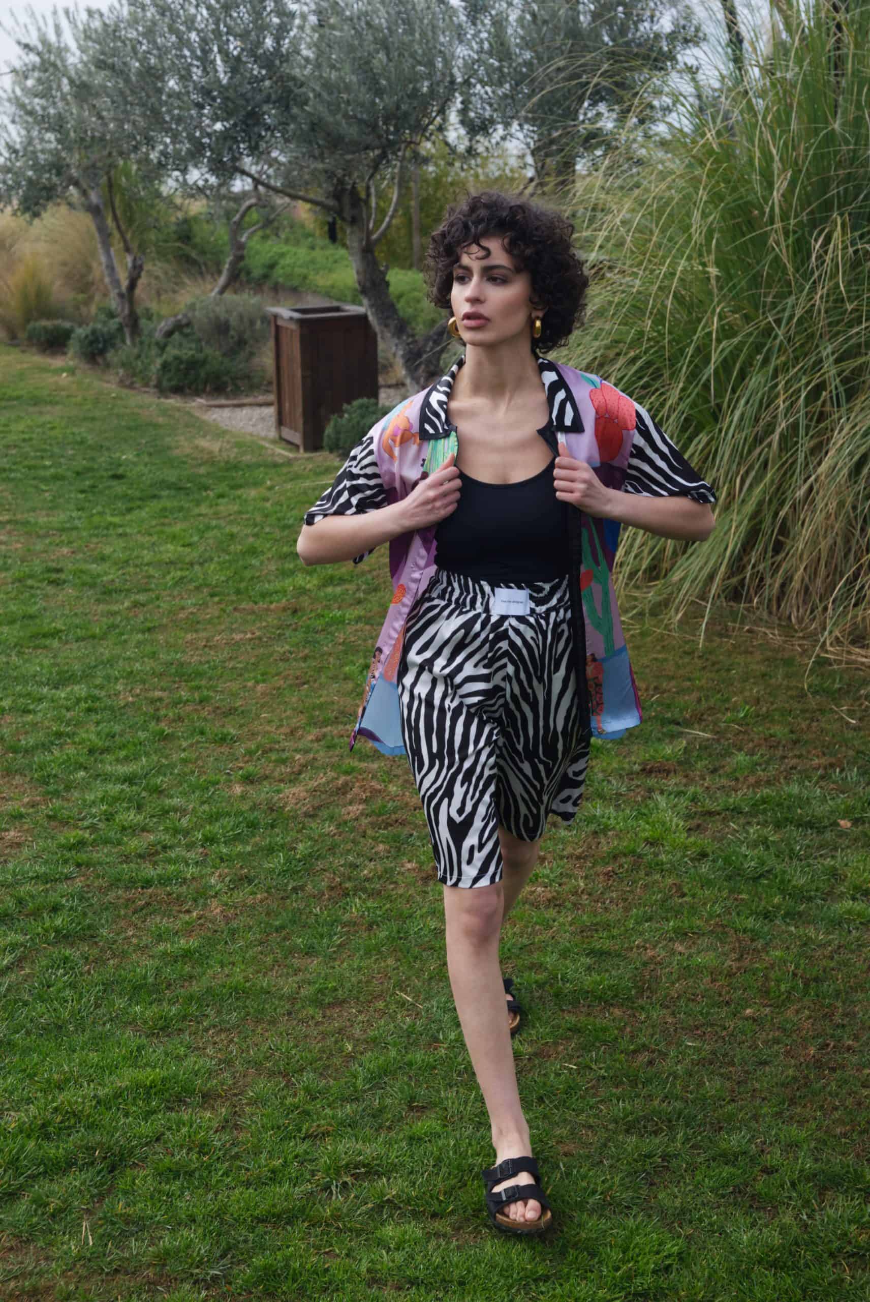 Βερμούδα σατέν print zebra - Andreakou Concept Store