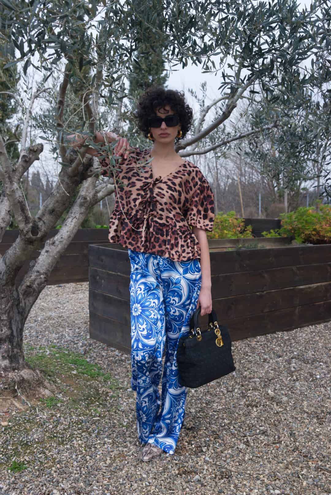 Παντελόνα σατέν print Sicily - Andreakou Concept Store