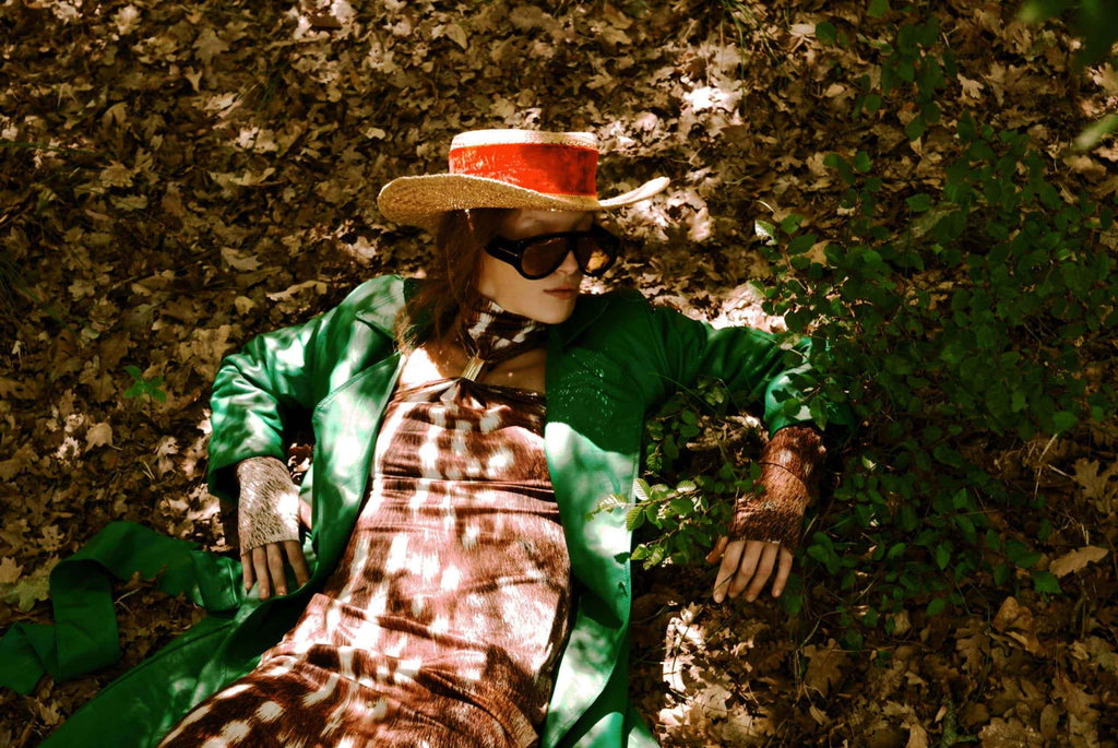 Καμπαρντίνα Faux Leather Green Color