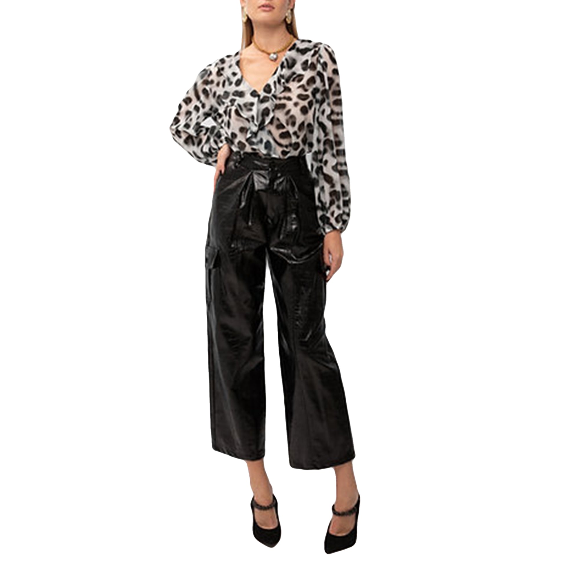 Vegan-Leather Cargo Pants Black - Andreakou Concept Store