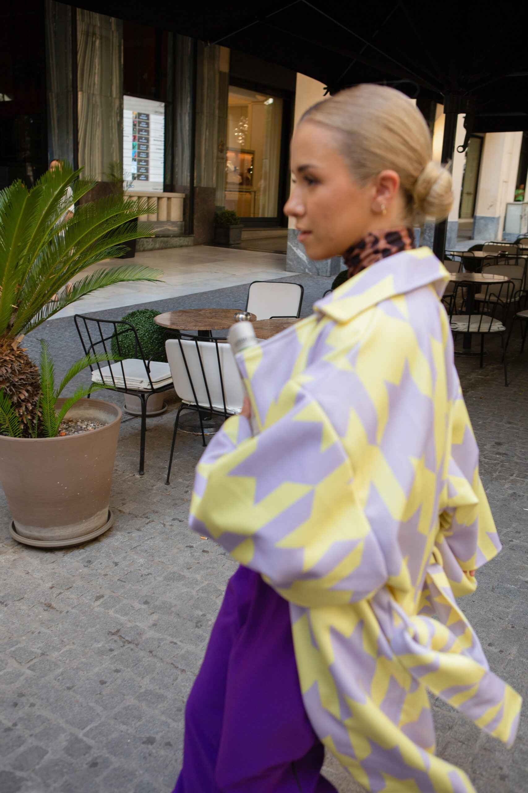 Oversized Pied de Poule Coat Print All Over