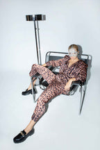 Leopard all over print satin jacket.