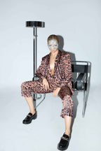 Leopard all over print satin jacket.