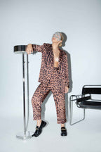 Leopard all over print satin jacket.
