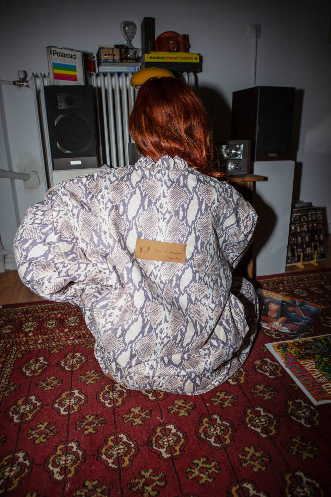 Bomber jacket all over snake print