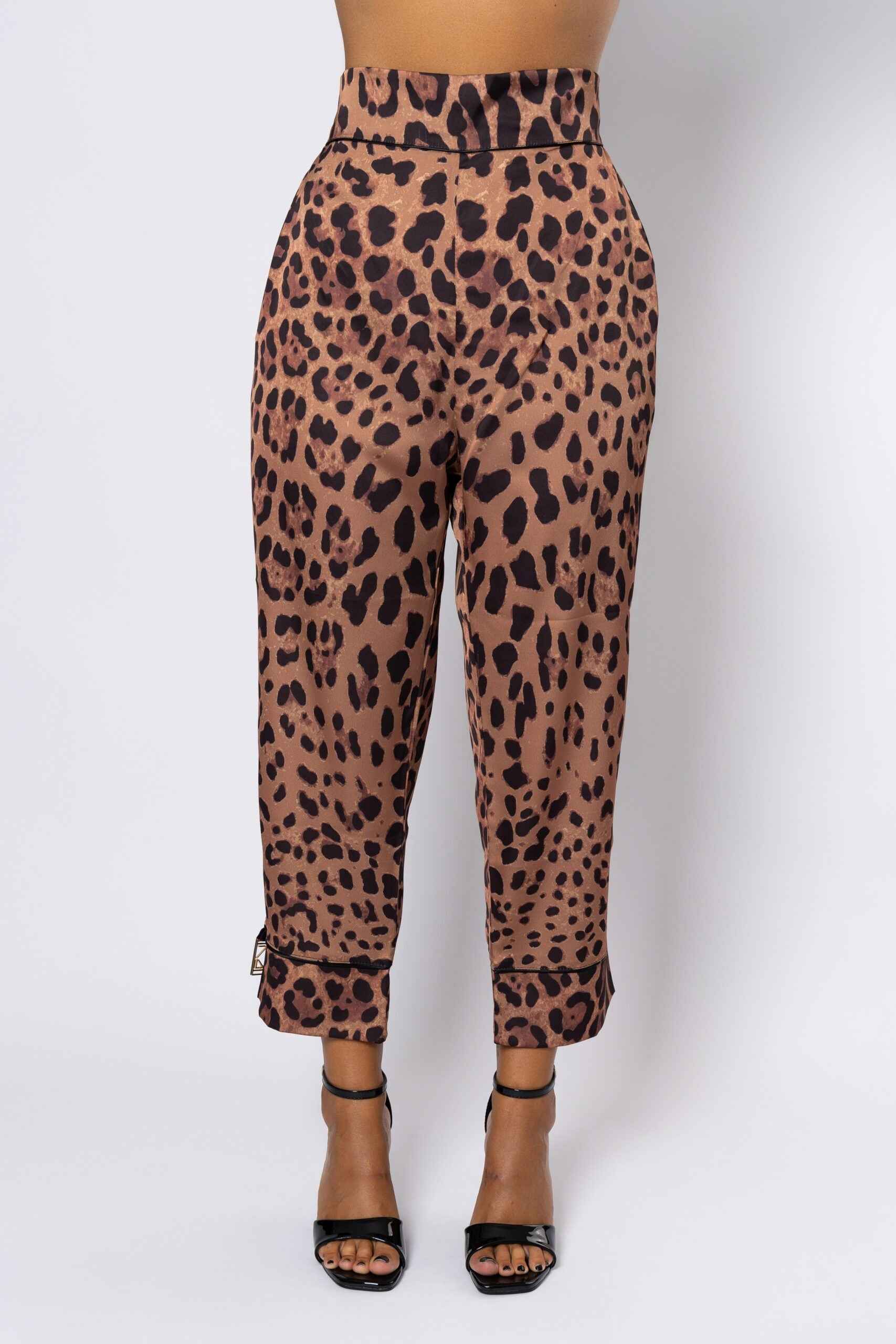Satin "Carrot" Leopard Print Trouser