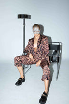 Satin "Carrot" Leopard Print Trouser