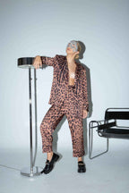 Satin "Carrot" Leopard Print Trouser