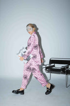 Satin Light Pink & Black Eyes All Over Print Jacket