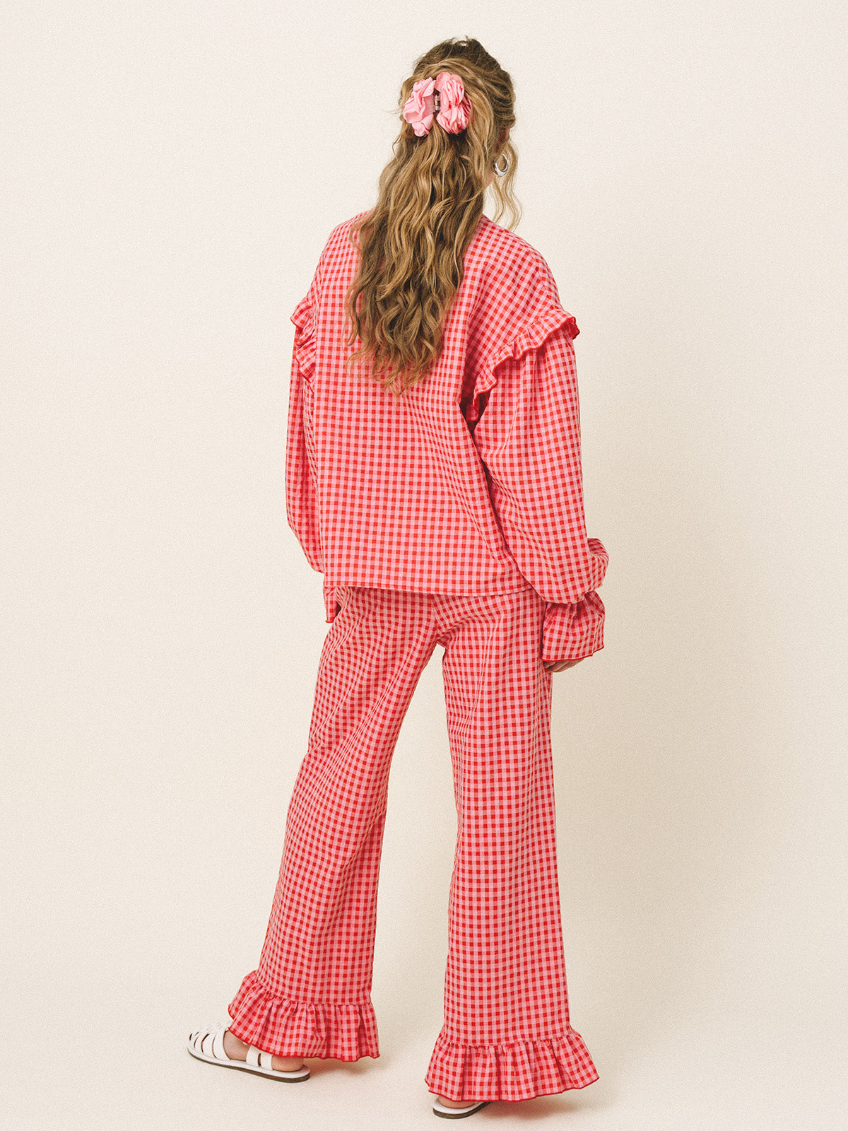 CELINE Vichy Check Ruffled Top