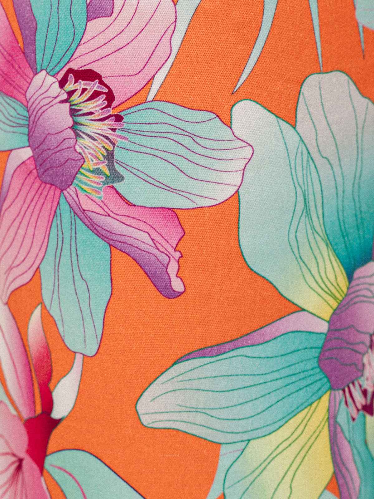 Colorful floral pattern on an orange background