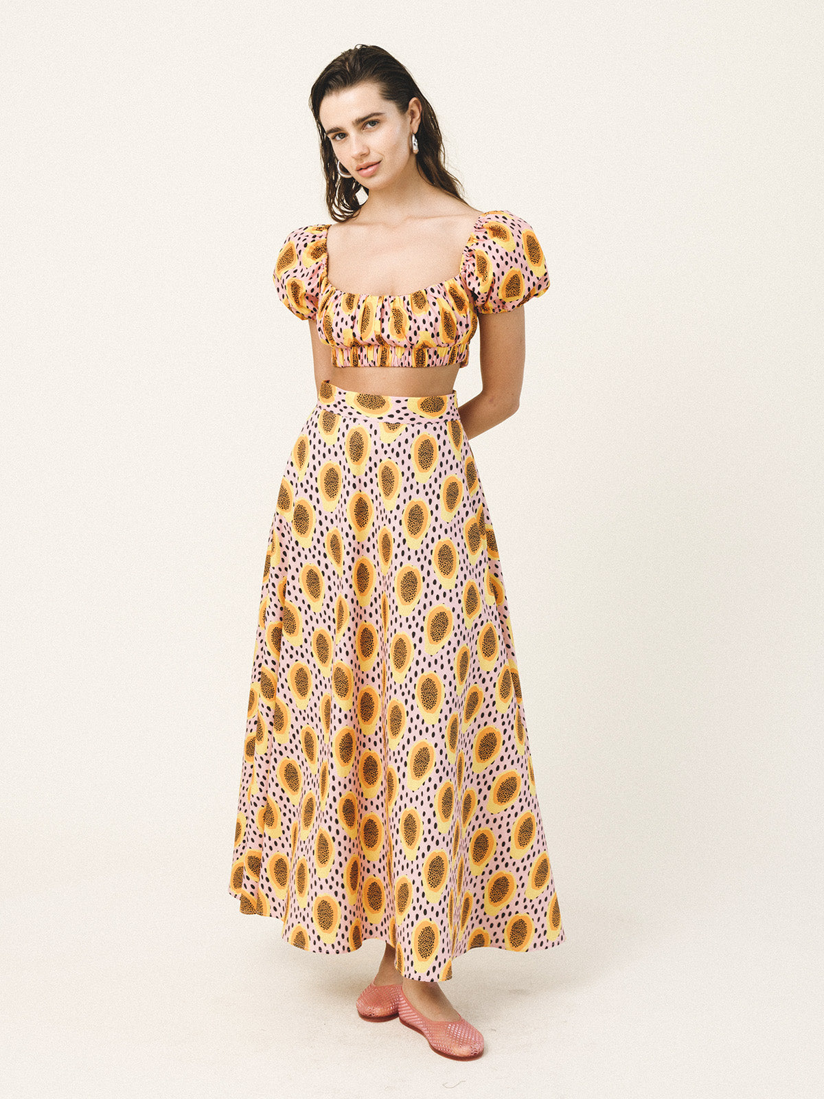 ZURY Printed Cotton Midi Skirt