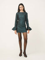 ROSA Peplum Sleeve Mini Dress