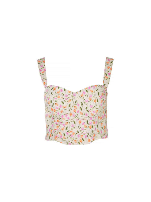 Floral patterned top on a white background