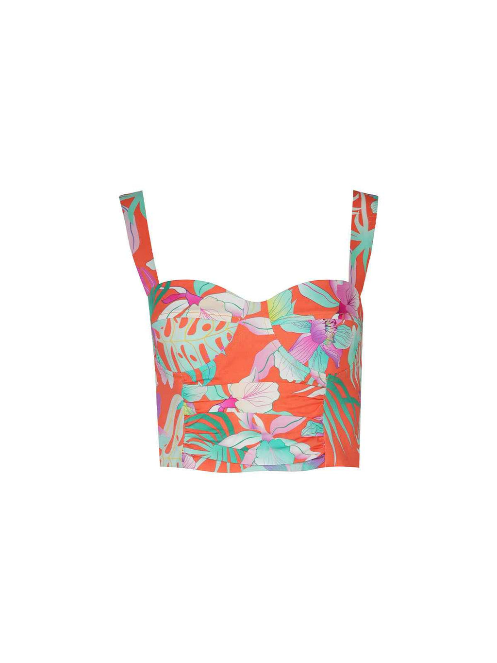 Colorful floral top on a white background
