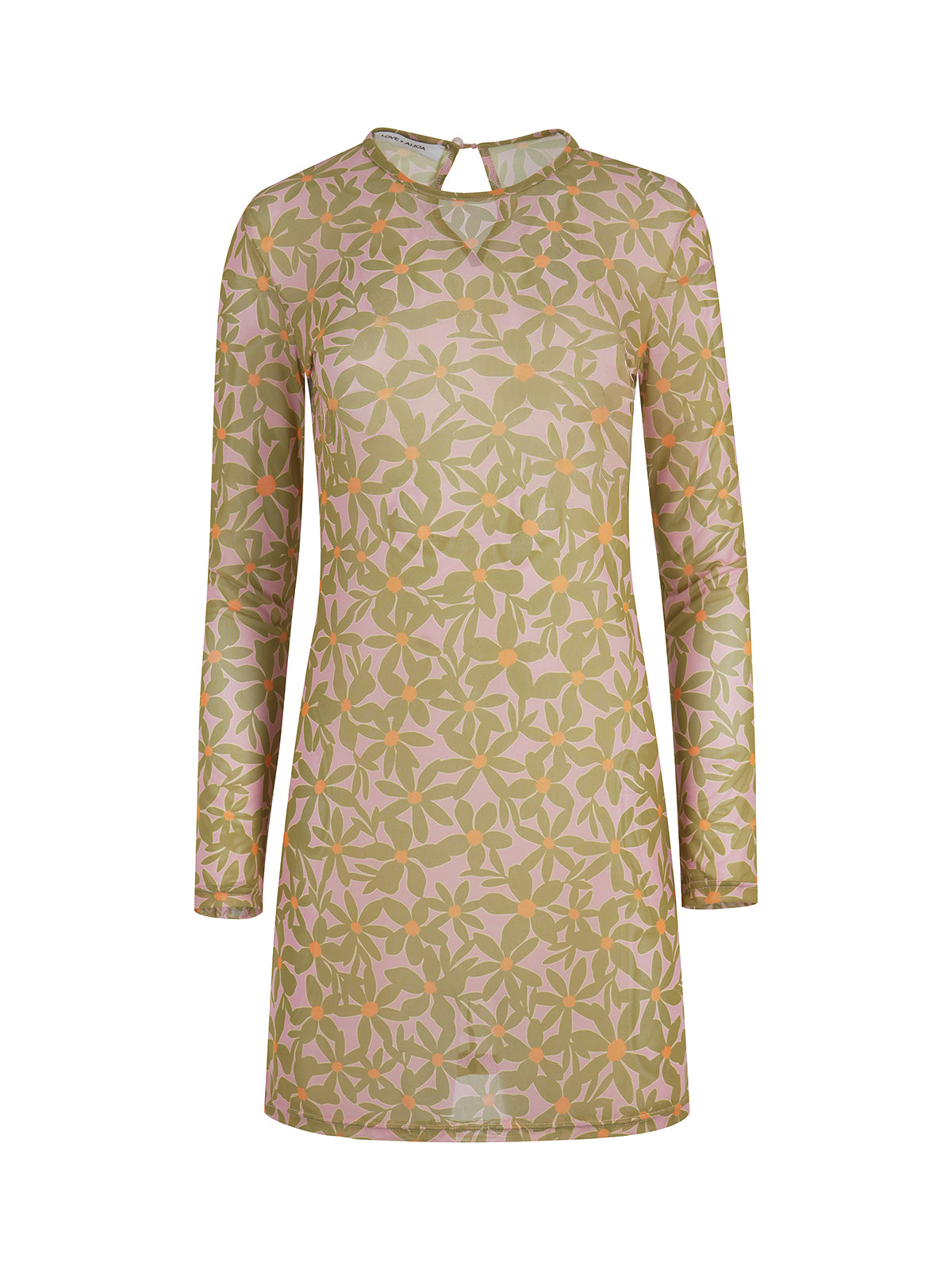 Green patterned dress on a white background