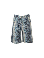 Leopard print shorts on a white background