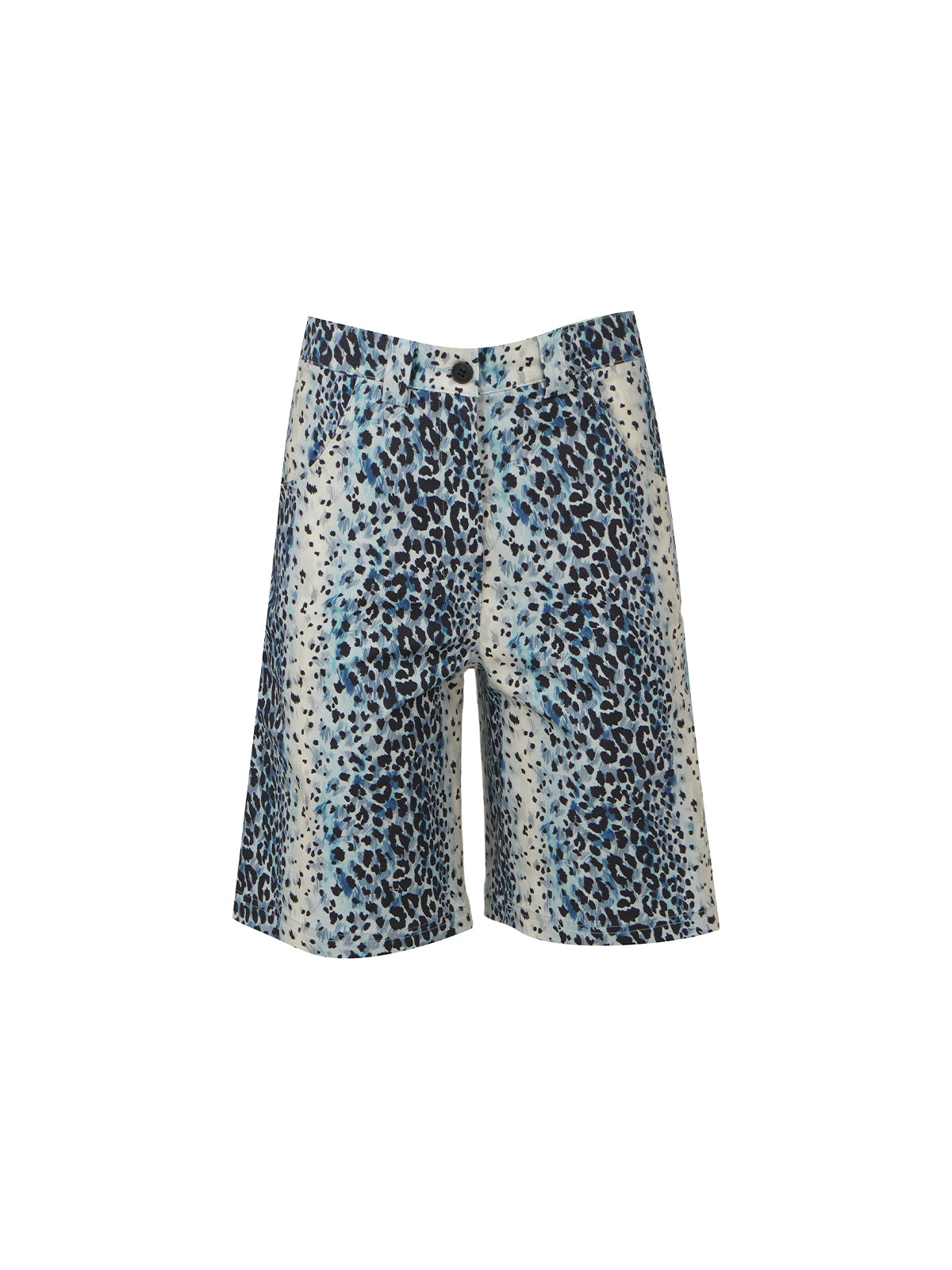 Leopard print shorts on a white background
