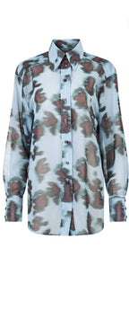 oversized sheer shirt with a geometric animal pattern