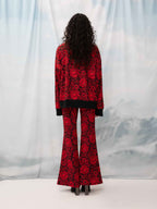 Oversized Red Flower Sweater with Floral Print