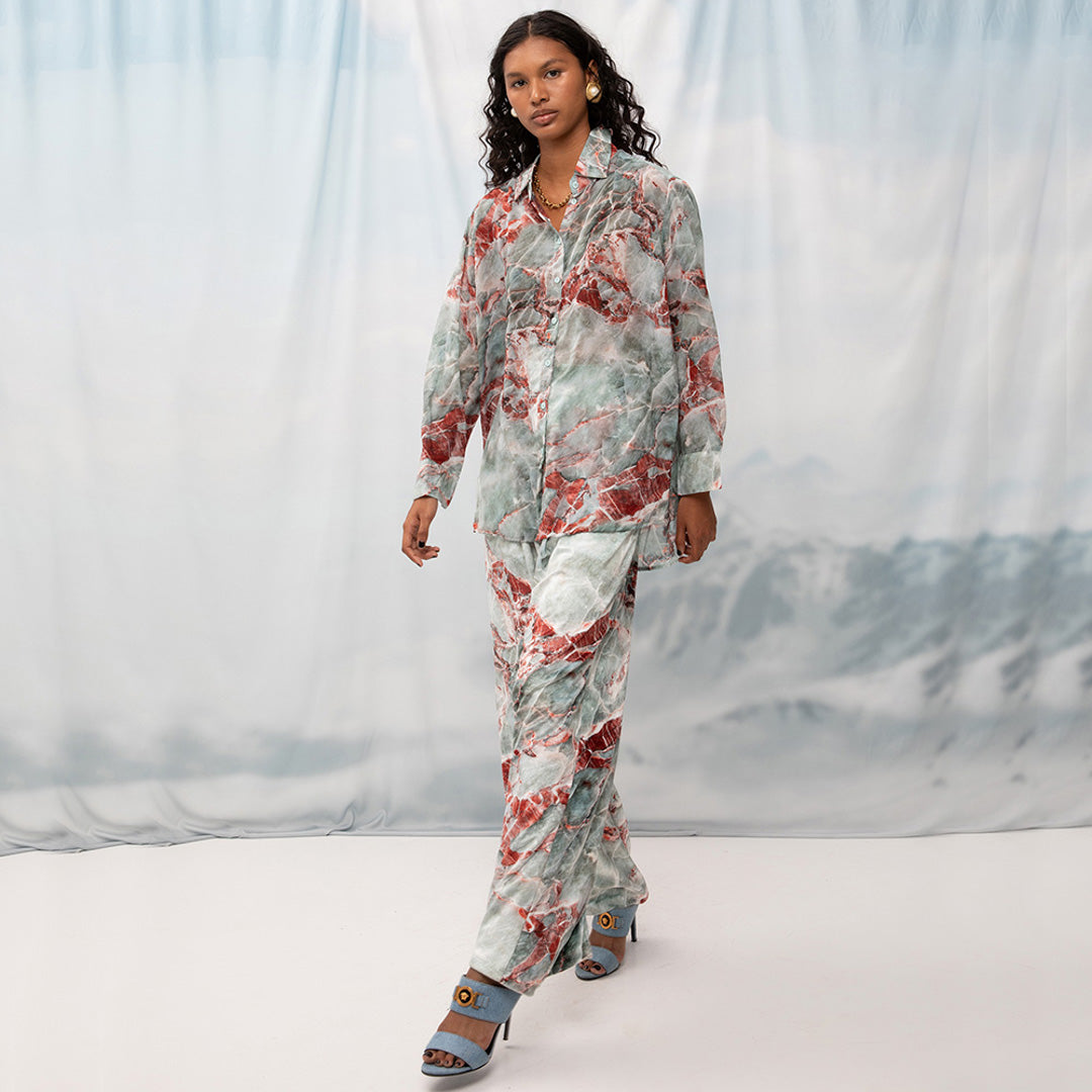 Velour Palazzo Pants Garland Marble - Andreakou Concept Store