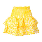 Yellow lace skirt on a white background