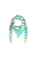Colorful scarf with tropical pattern on a white background