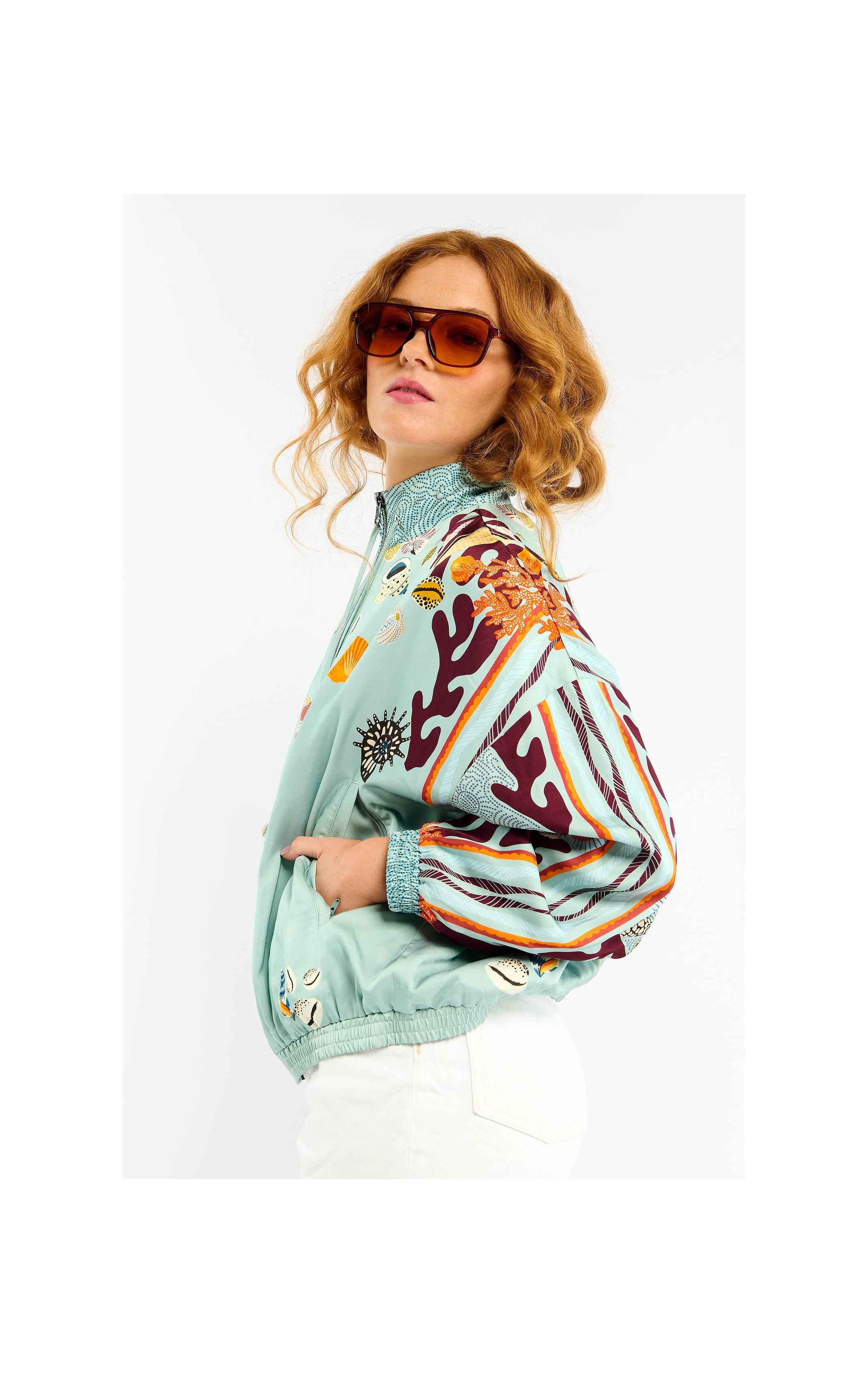 Betsie Coral Print Bomber Jacket – Oversized Summer Jacket