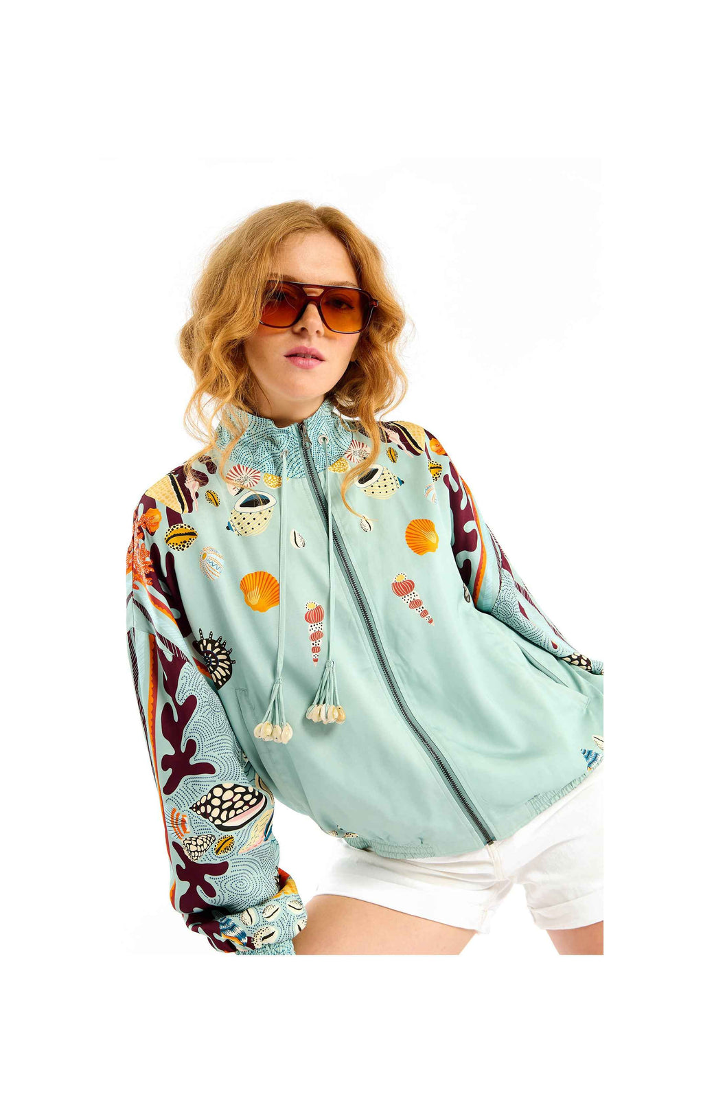Betsie Coral Print Bomber Jacket – Oversized Summer Jacket