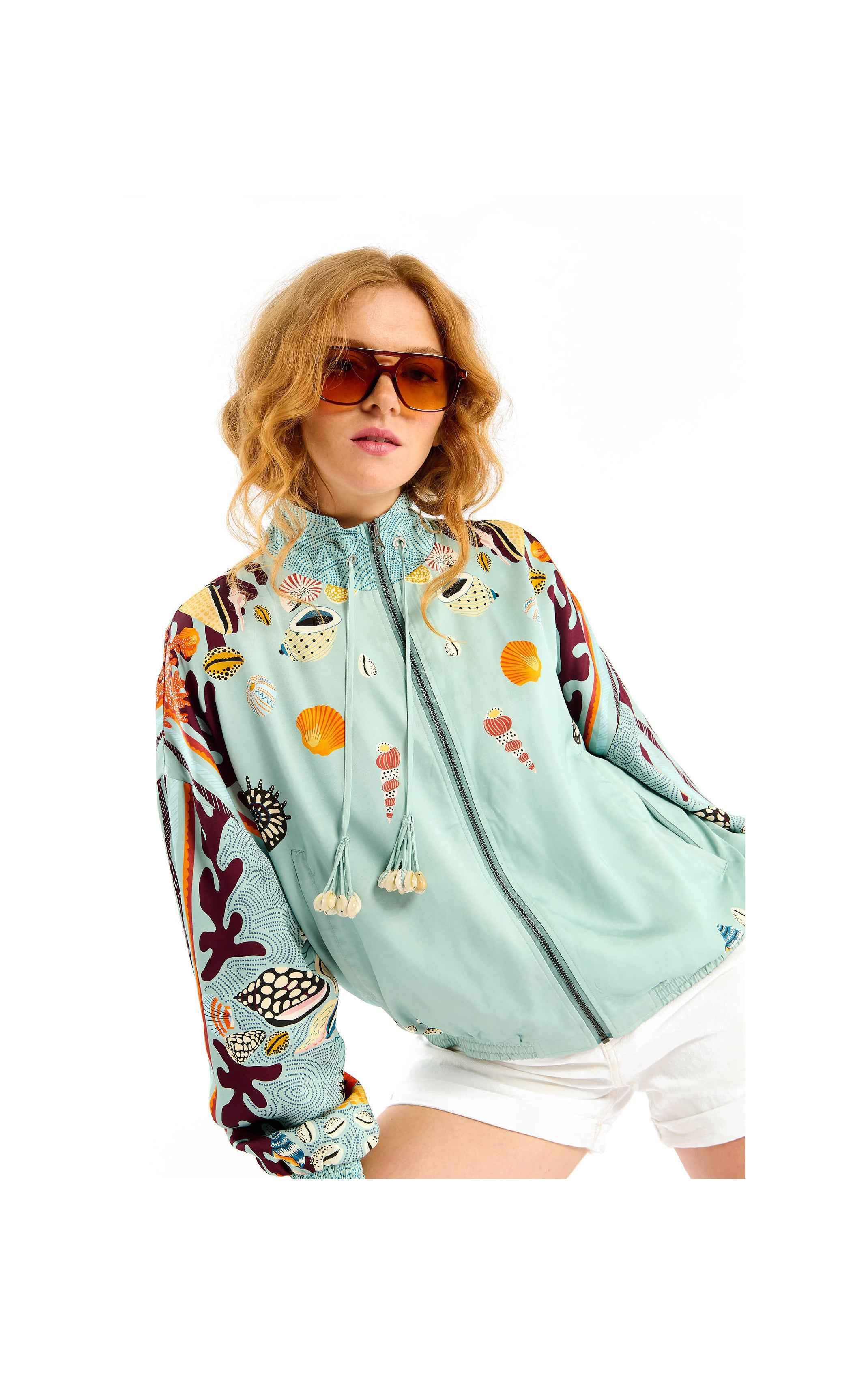 Betsie Coral Print Bomber Jacket – Oversized Summer Jacket