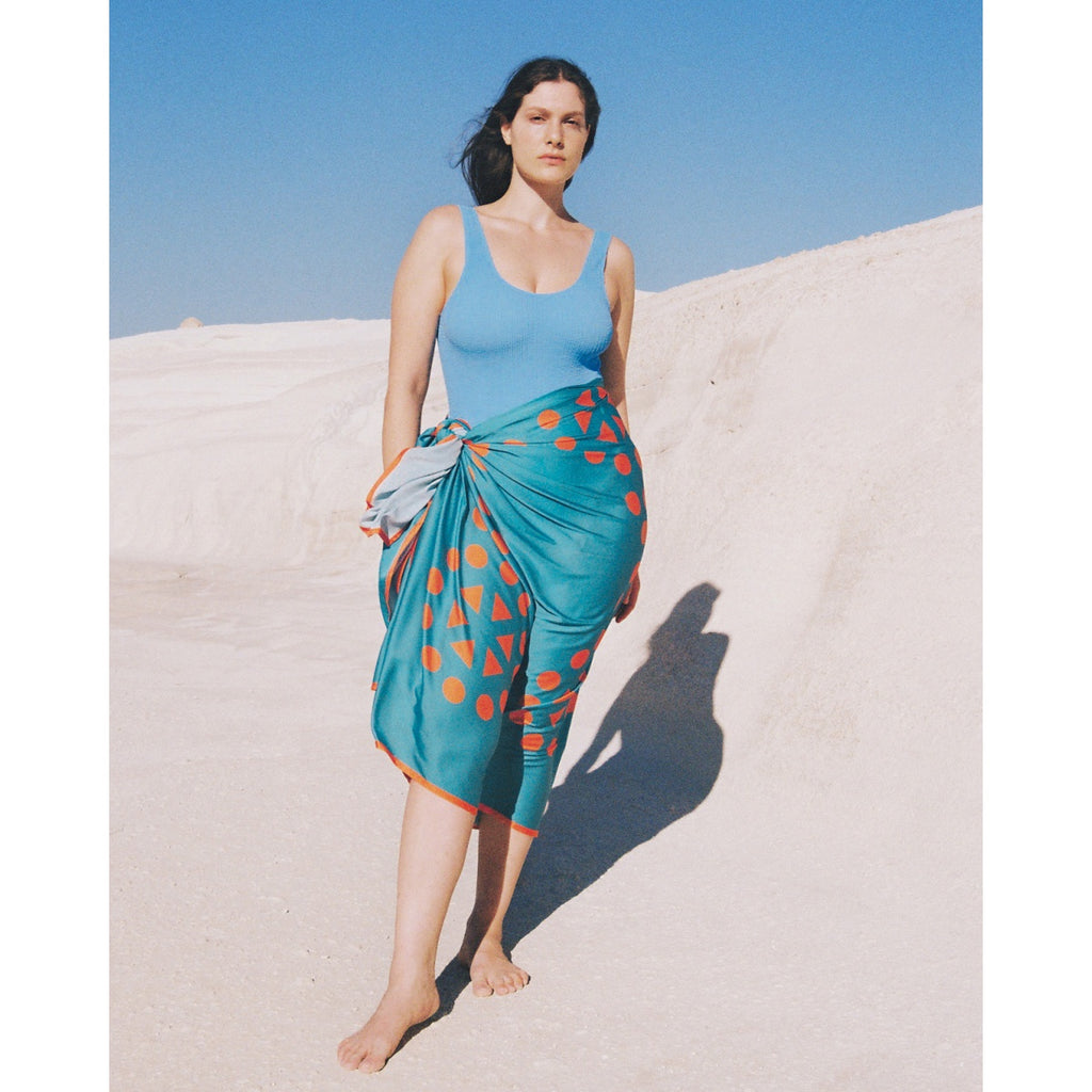 Multicolour Patterned Pareo-Blue Moon - Andreakou Concept Store