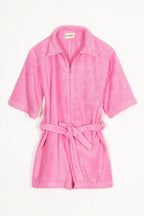 Pink robe with a belt on a white background