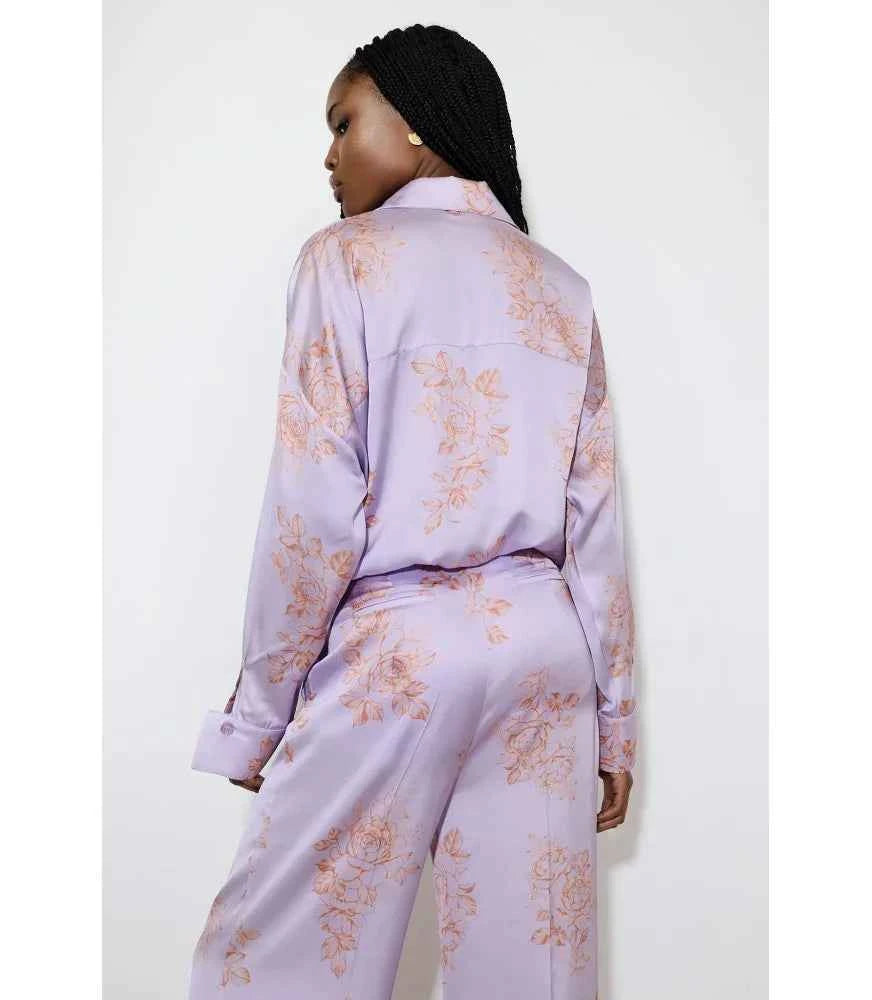 Satin Floral Oversize Shirt