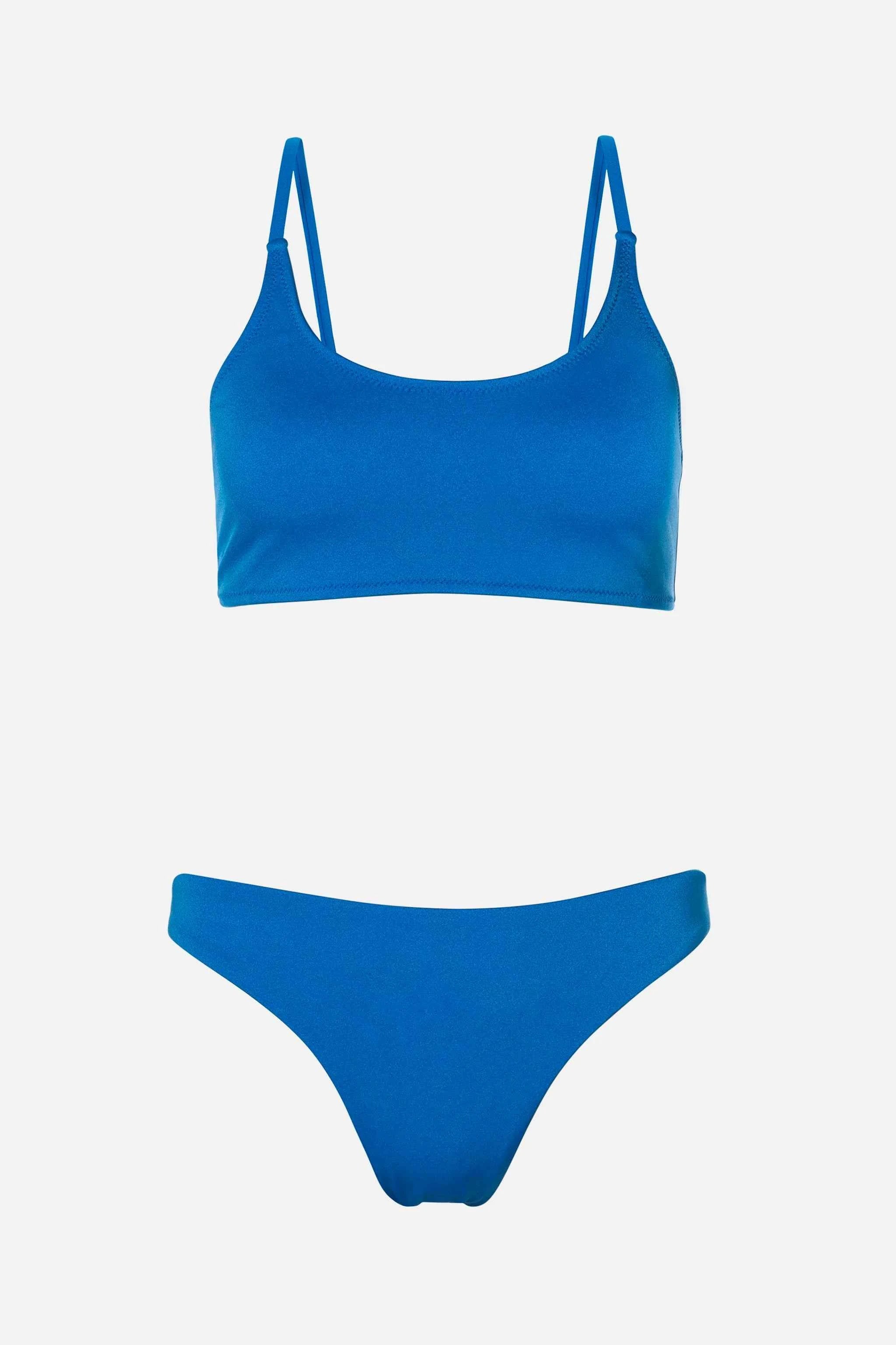 Blue bikini set on a white background