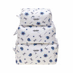 Set of three floral-patterned bags stacked on a white background with 'crinolino' branding.