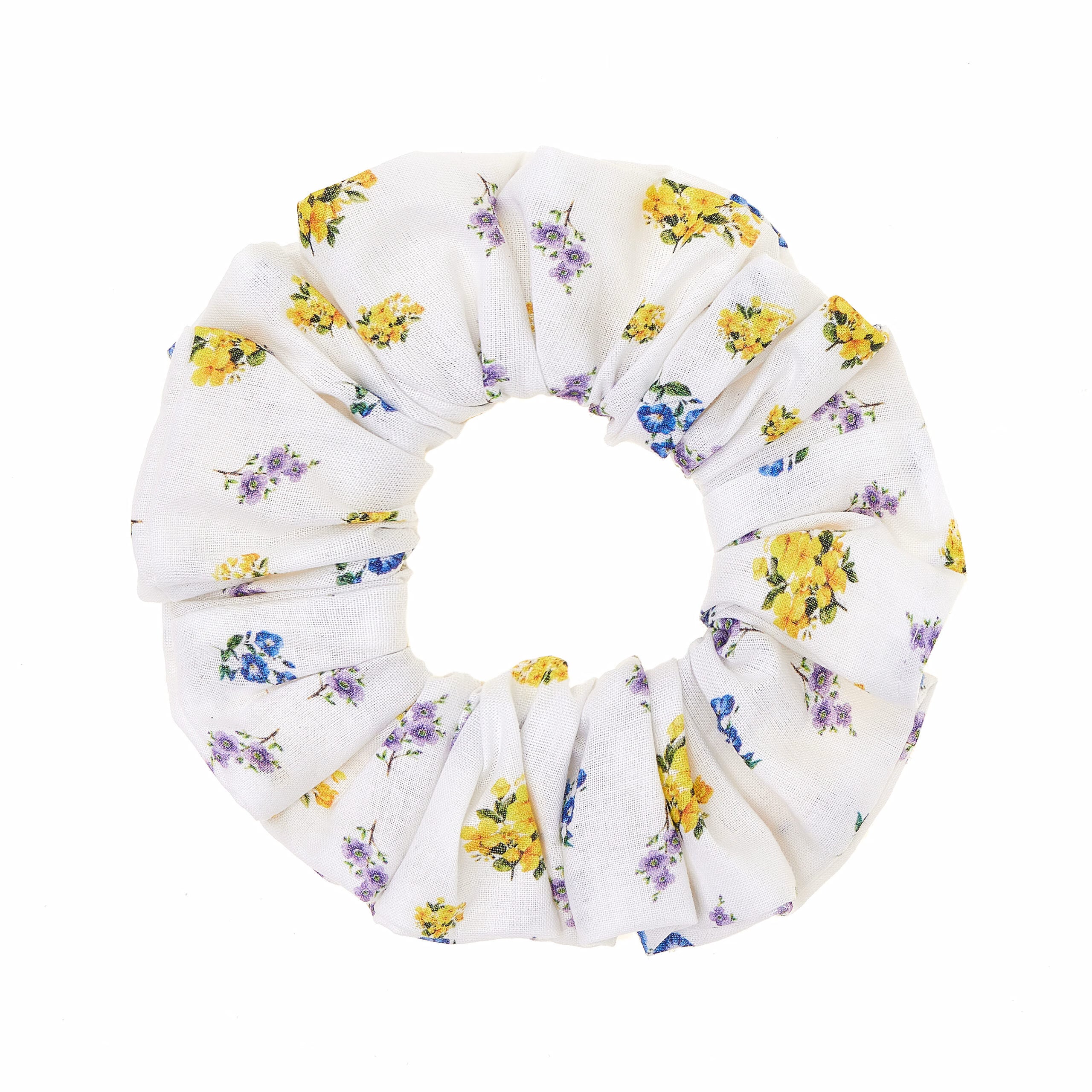 Floral patterned scrunchie on a white background