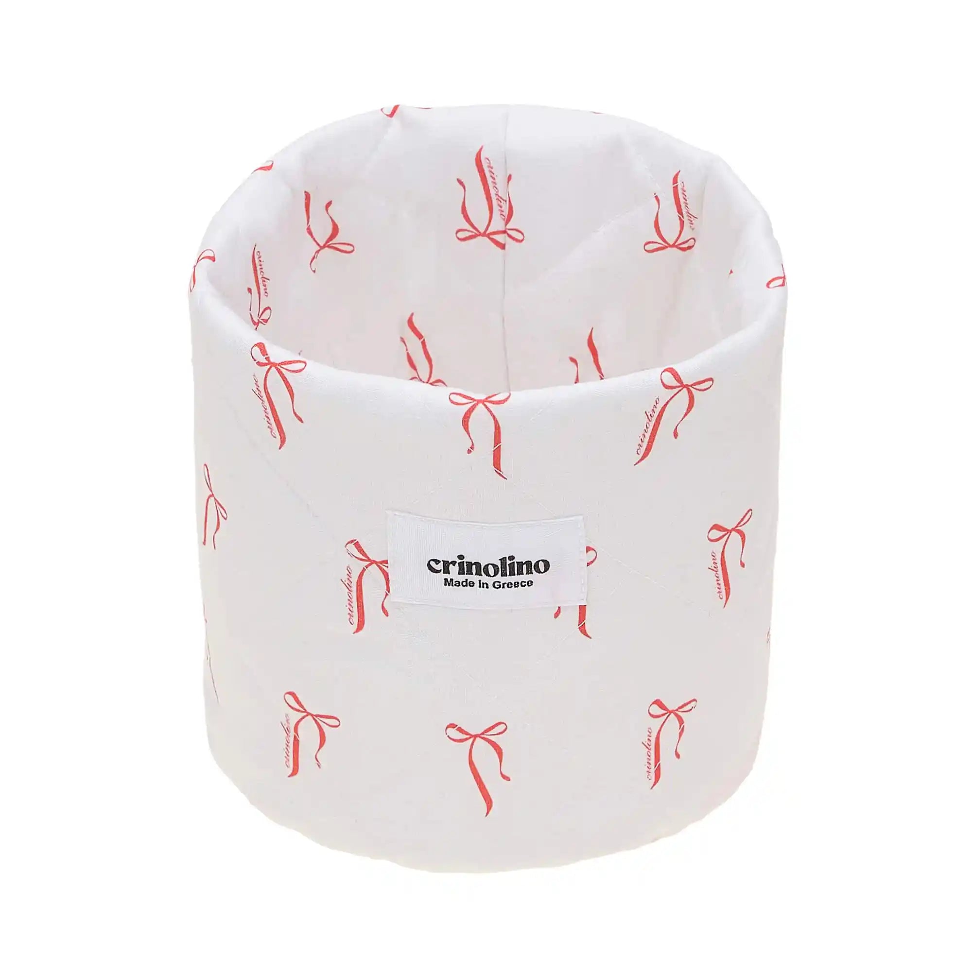 White container with red bow patterns and 'crinolino' branding on a white background