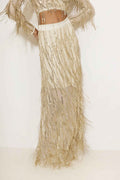 Maxi Sequin Fringe Skirt