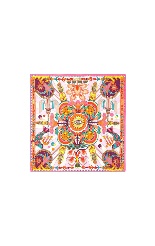 Colorful patterned fabric on a white background